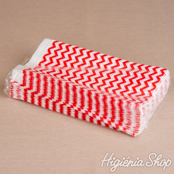 BontaBag 1 kg-os papírtasak piros cikk-cakk design mintával - 200 db
