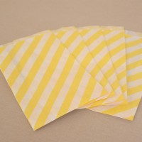 1 kg-os papírtasak sárga csíkos design mintával - 200 db