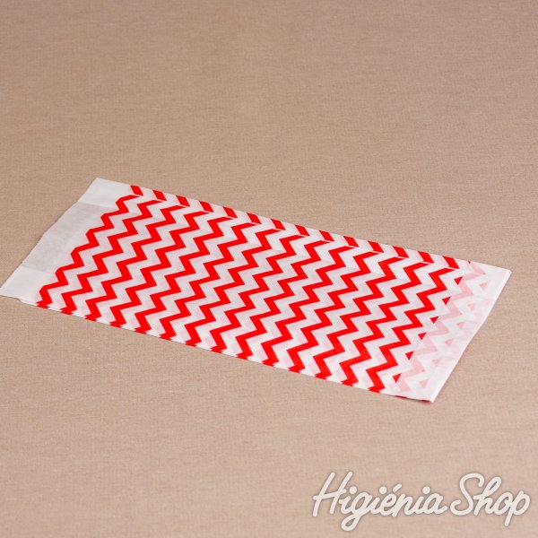 BontaBag 1 kg-os papírtasak piros cikk-cakk design mintával - 200 db