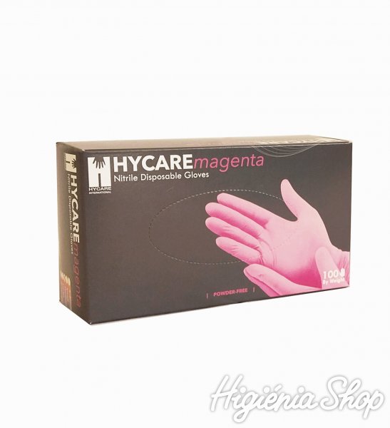 Hycare púdermentes kesztyű nitril M-es méret pink (100 db)