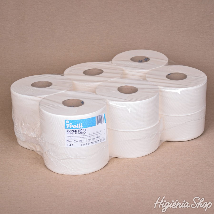 WC Papír Frolli Super Soft Mini Jumbo XXL - 2 rétegű - 12 extra hosszú tekercs