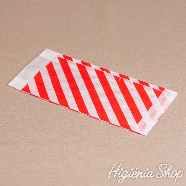 BontaBag 1 kg-os papírtasak piros-fehér csíkos design mintával - 200 db