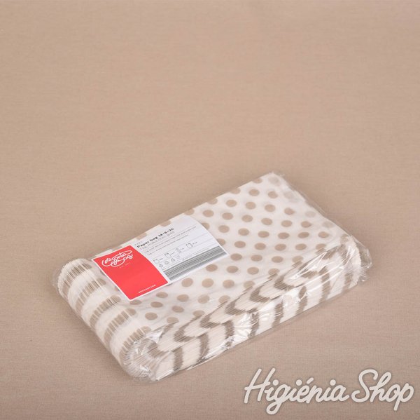 BontaBag 1 kg-os papírtasak antik arany pöttyös design mintával - 200 db