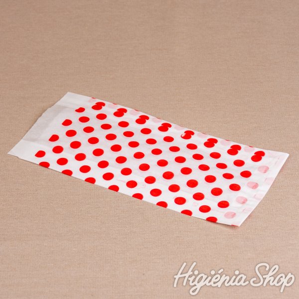 BontaBag 1 kg-os papírtasak piros pöttyös design mintával - 200 db