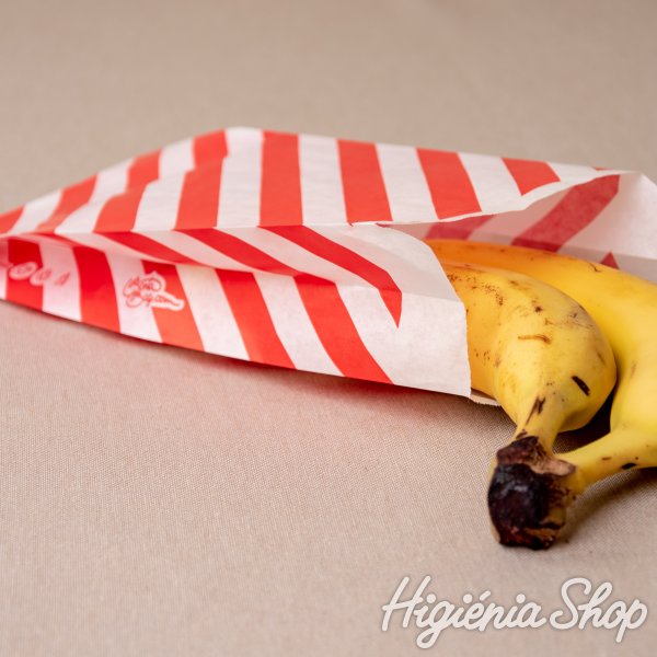 BontaBag 1 kg-os papírtasak piros-fehér csíkos design mintával - 200 db