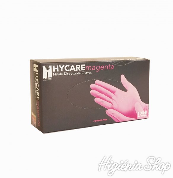 Hycare púdermentes kesztyű nitril L-es méret pink (100 db)