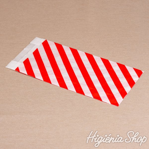 BontaBag 1 kg-os papírtasak piros-fehér csíkos design mintával - 200 db