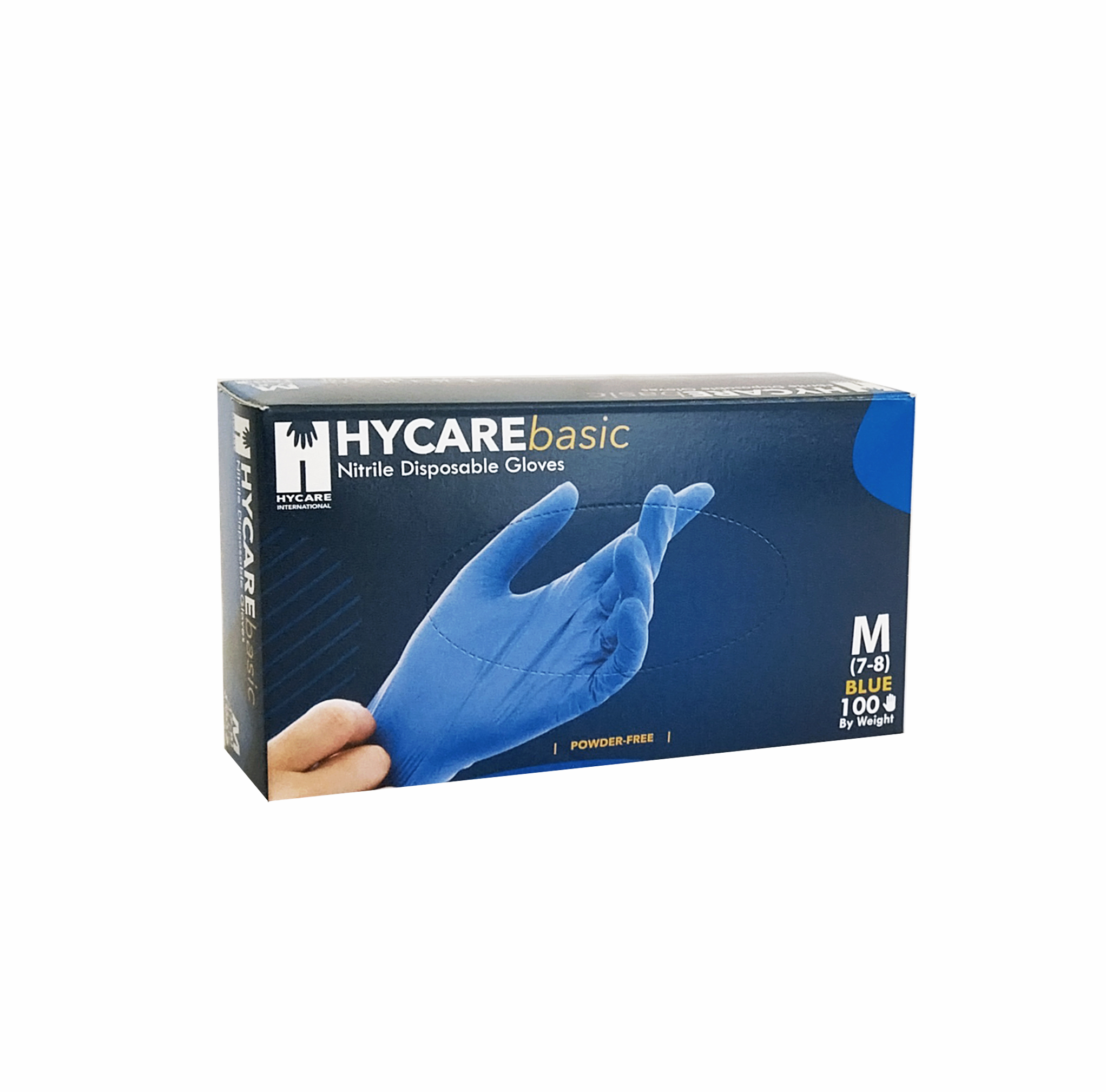 Hycare púdermentes kesztyű nitril M-es méret kék (100 db)