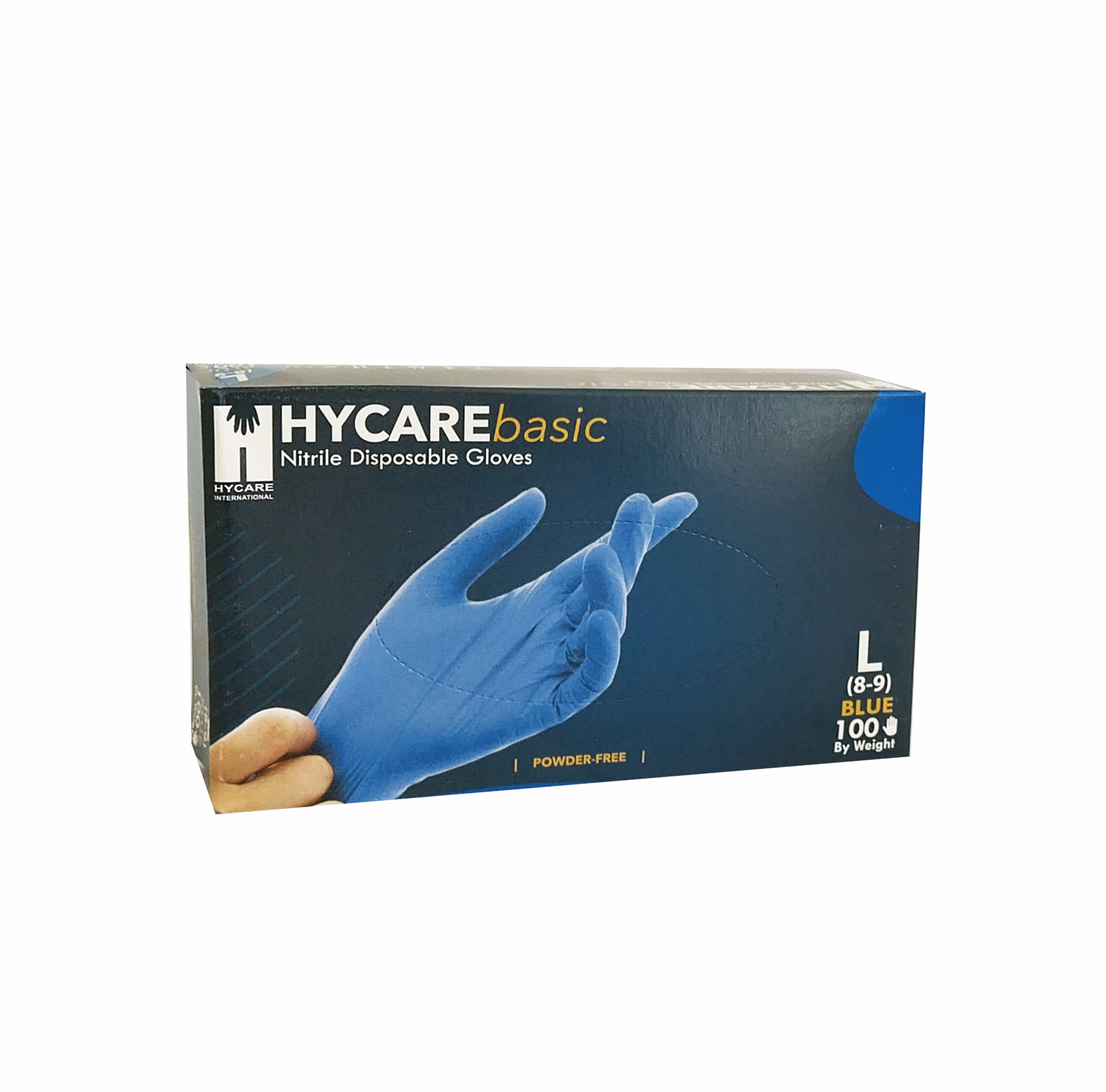 Hycare púdermentes kesztyű nitril L-es méret kék (100 db)