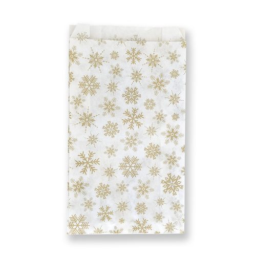 BontaBag 1 kg-os fehér papírtasak arany hópehely design mintával - 100 db