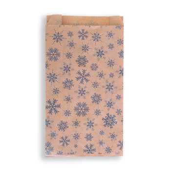   BontaBag 1 kg-os barna papírtasak kék hópehely design mintával - 100 db
