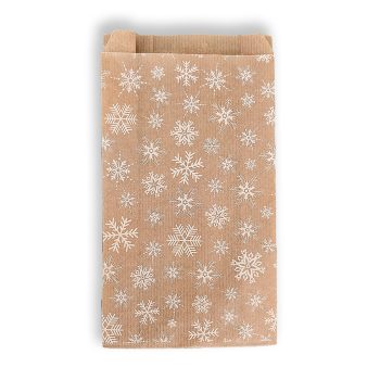   BontaBag 1 kg-os barna papírtasak fehér hópehely design mintával - 100 db