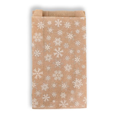 BontaBag 1 kg-os barna papírtasak fehér hópehely design mintával - 100 db