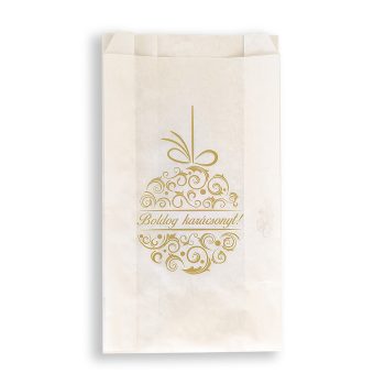   BontaBag 1 kg-os fehér papírtasak arany karácsonyi design mintával - 100 db