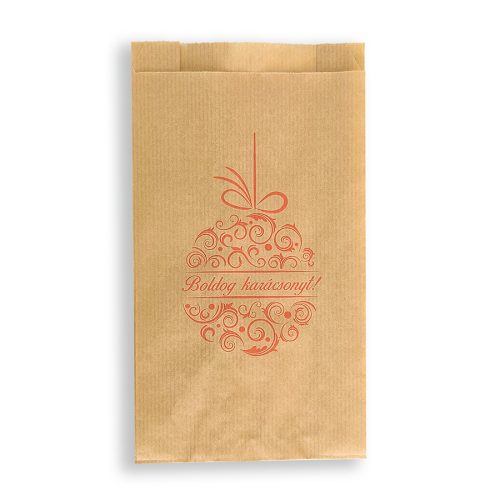 BontaBag 1 kg-os barna papírtasak piros karácsonyi design mintával - 100 db