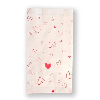   BontaBag 1 kg-os fehér papírtasak piros szívecskés design mintával - 100 db