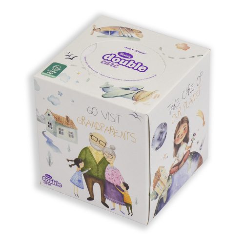 Double Care papírzsebkendő mintás dobozban - 60 db 
