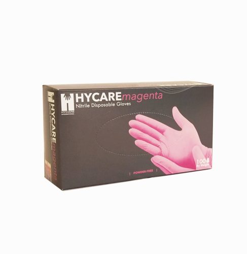 Púdermentes kesztyű nitril L-es méret pink (100 db)