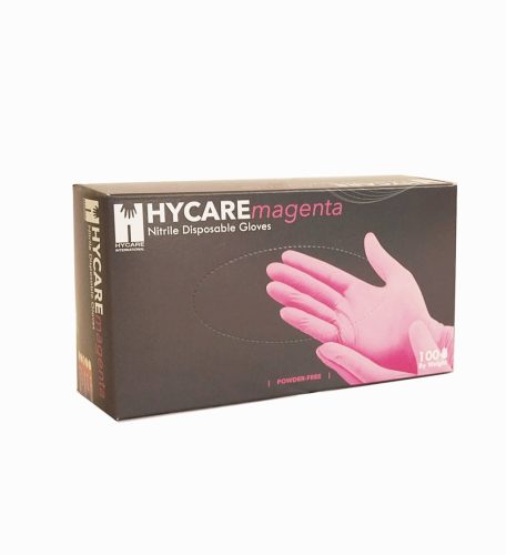 Púdermentes kesztyű nitril M-es méret pink (100 db)